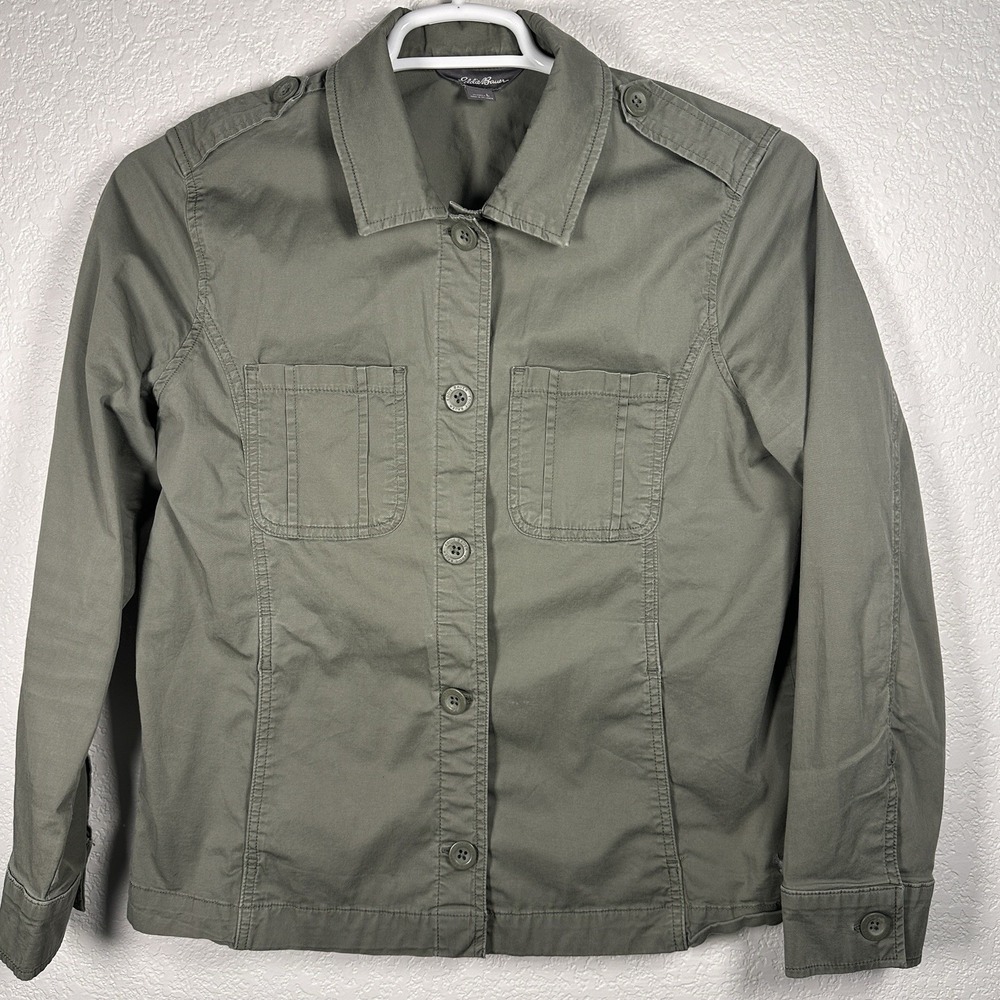 Eddie Bauer Women's Utility Field Jacket Green Military Lightweight Casual Large - Picture 2 of 9